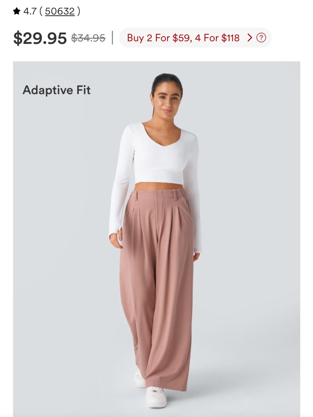 HALARA Wide-Leg High-Waist Pants in Mauve